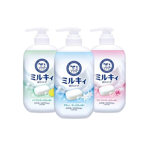 【日本牛乳石鹼】牛乳精華沐浴乳500mlx3入(乳木果油/角鯊烷/玫瑰花香/柚子果香/清新皂香)