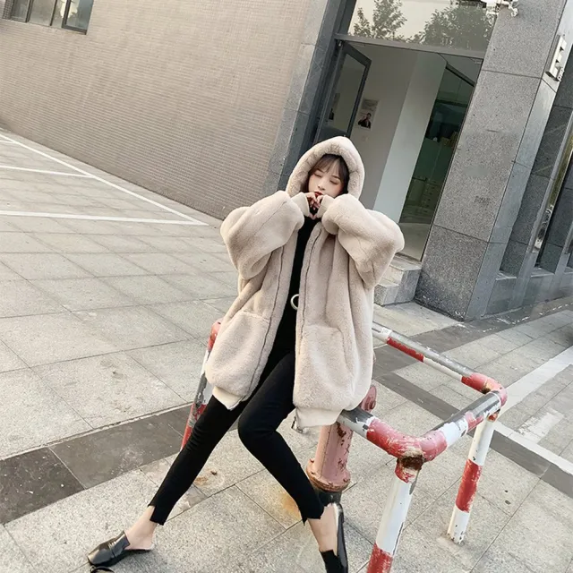 【AS 梨卡】女裝 外套 大衣 厚外套 毛毛外套 皮草外套 連帽外套 保暖 BR10599(外套)
