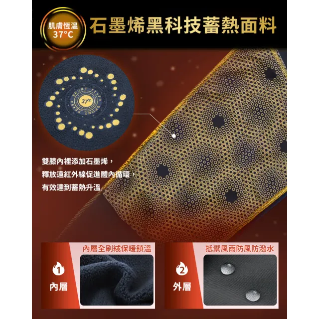 【JU SHOP】石墨烯護膝保暖衝鋒褲 加絨保暖 衝鋒褲 保暖褲(防風褲 防潑水 長褲 機能褲 石墨烯 刷毛)