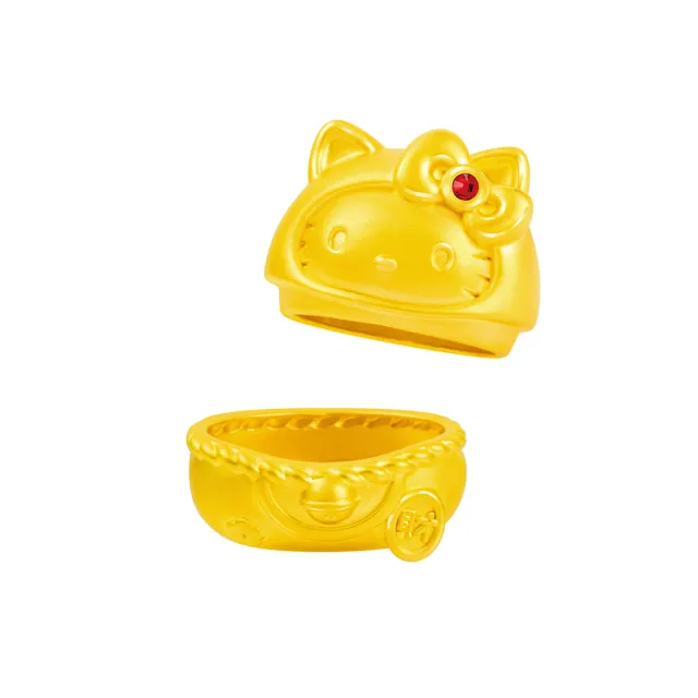 【Just Gold 鎮金店】Hello Kitty 招財聚金達摩 黃金擺件