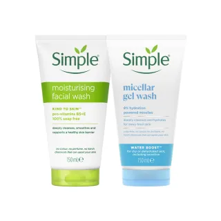 即期品【Simple 清妍】買一送一★潔顏乳/潔顏凝露2入組(150ML)