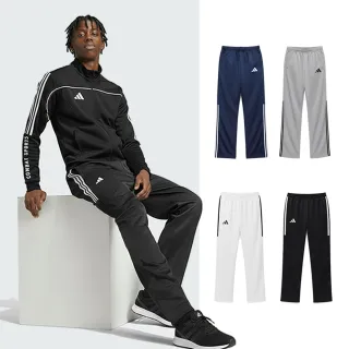 【adidas 愛迪達】線條運動長褲(男女同款 口袋拉鍊 休閒 戶外 健身 直筒 大尺碼 保暖 登山 冬天 百搭)