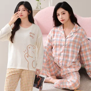 【NEW FORCE】舒柔好眠長袖居家套裝-多款可選(長袖睡衣/居家服/男女睡衣/保暖睡衣/可愛睡衣/家居服)