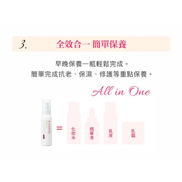 【MANARA 曼娜麗】ALL IN ONE 全效活膚保濕精華露一般型 100ml/1入(保濕 精華 細緻毛孔 改善暗沉)