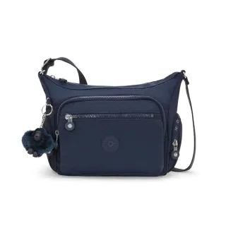 【KIPLING官方旗艦館】『牛角包』碧海深藍多袋實用側背包-GABBIE S