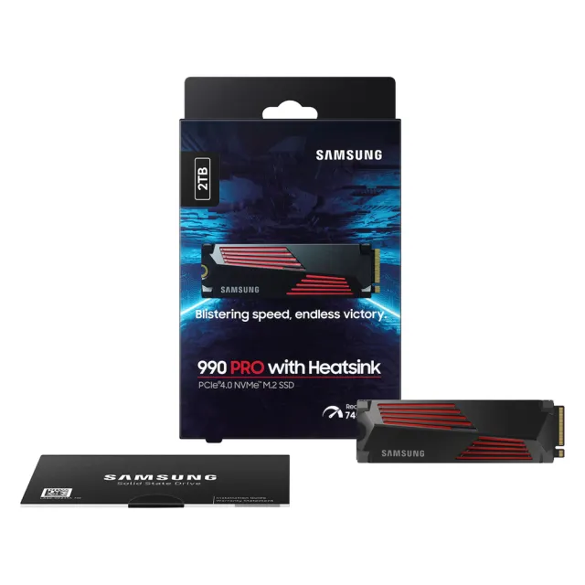 【Samsung 三星】990 PRO 2TB Gen4 PCIe SSD固態硬碟 含散熱(MZ-V9P2T0CW/ 5年保/7450MB/s)