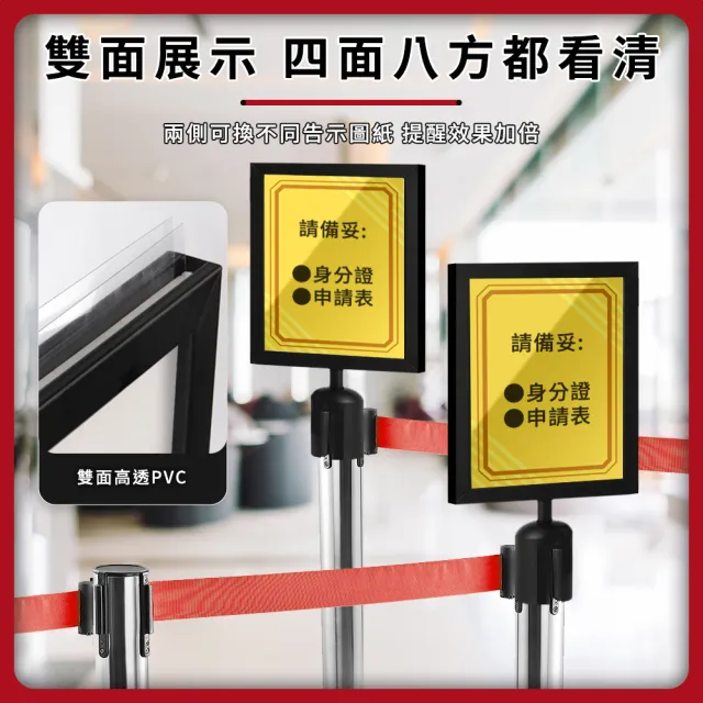 商用 動線導引架 A4 不鏽鋼 告示框 專業 排隊管理告示 紅龍 圍欄 告示牌 550-SA4NB