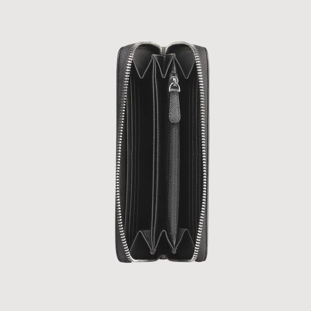 【BRAUN BUFFEL 德國小金牛】尚恩A 12卡拉鍊長夾-黑色(BF354-602-BK) 父親節送禮