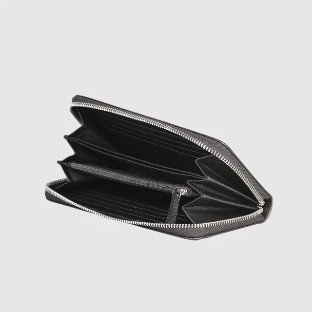 【BRAUN BUFFEL 德國小金牛】尚恩A 12卡拉鍊長夾-黑色(BF354-602-BK) 錢包送禮推薦