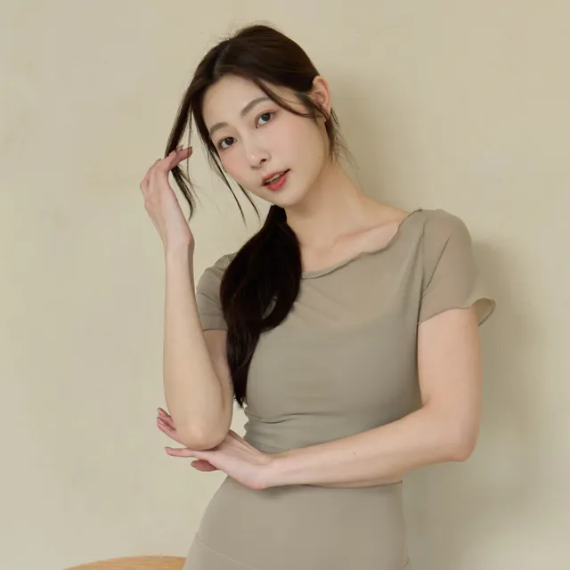【SeasonsBikini 】2色顯瘦網紗胸墊短袖運動瑜珈上衣-B1038