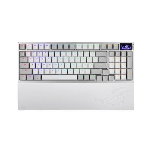 【ASUS 華碩】Azoth 96 HE Gaming Keyboard 無線電競鍵盤 - 白色(ROG HFX V2 磁性軸)