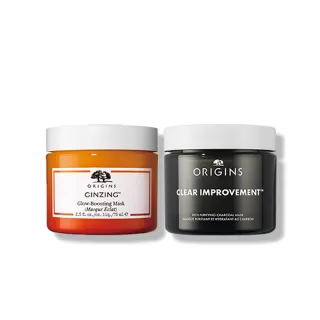 【ORIGINS 品木宣言】完美元氣面膜組(元氣十足亮顏C面膜  75ml +泥娃娃活性碳奇亞籽面膜 75ml)