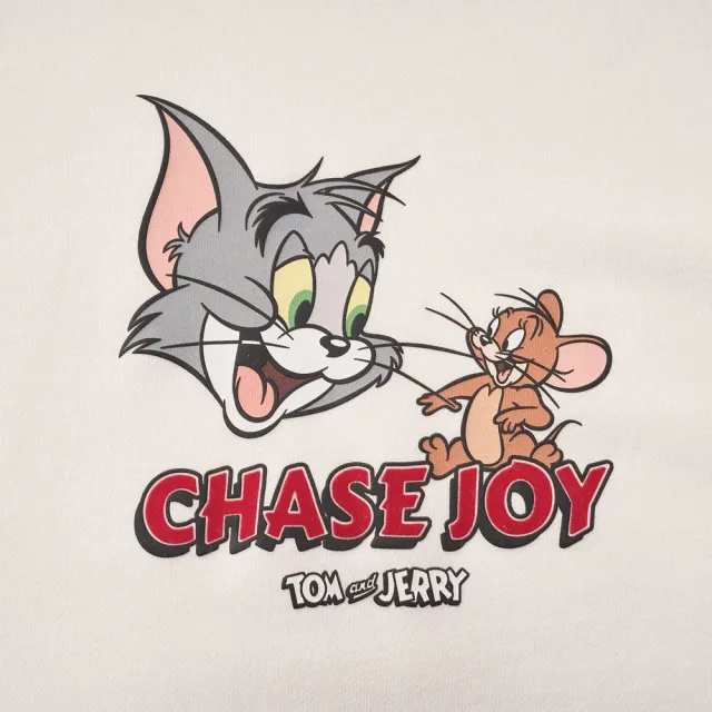 【GIORDANO 佐丹奴】女裝CHASE JOY印花大學TEE 湯姆貓與傑利鼠系列(02 皎白)