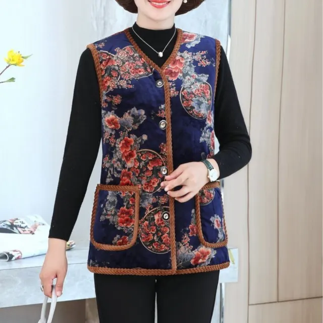 【RH】秋冬加絨保暖媽媽背心(甲加厚中國棉服背心特價最後數量)