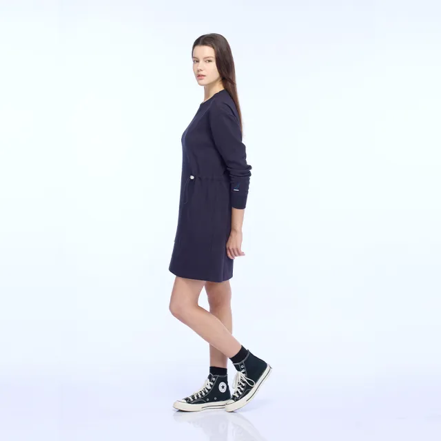 【NAUTICA】官方旗艦 女裝 抽繩長袖連身裙(藍色)