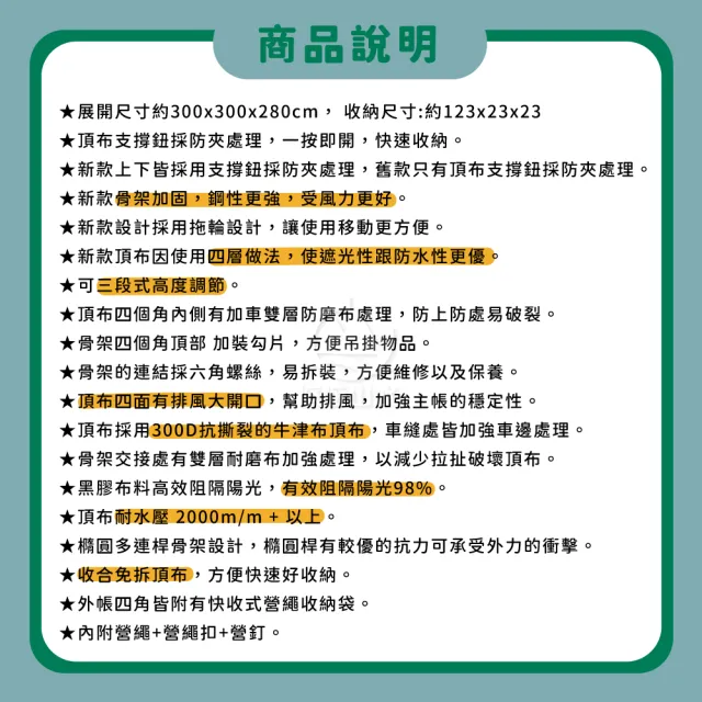 【North Field】美國 Ares阿瑞斯 27秒防水黑膠排風客廳帳300x300cm/END633C/天幕帳/速立帳(悠遊山水+)