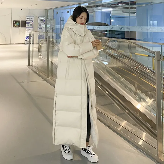 【巴黎精品】極速出貨 頂級真90%白鴨絨羽絨外套羽絨衣(連帽加厚長版防寒保暖女夾克2色p1ah2 2Q )