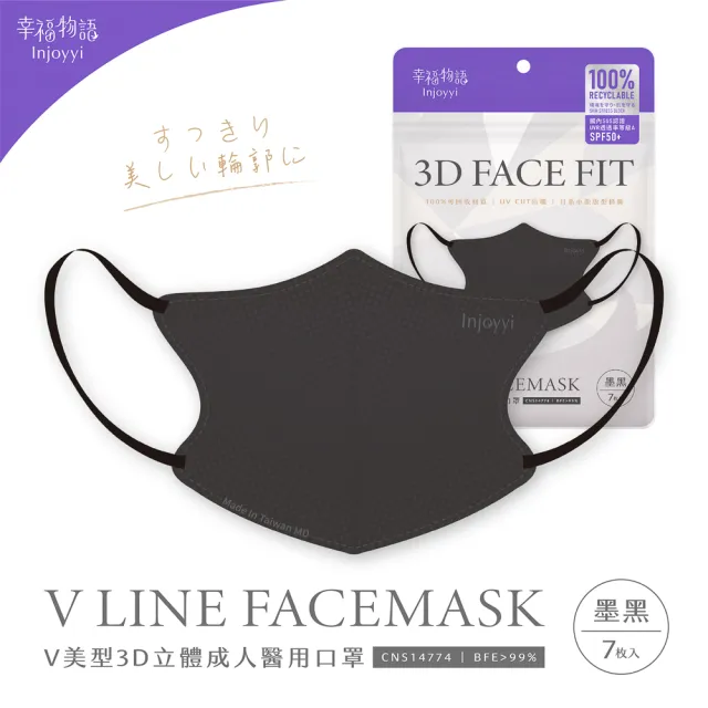 【明基健康生活】幸福物語 V美型3D立體醫療口罩7片x4包組(日本版型+微寬耳繩 100%可回收材質)