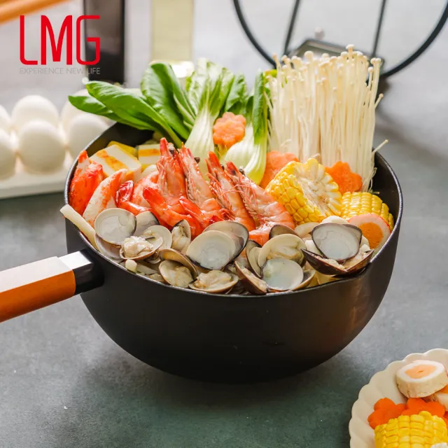 【LMG】黑曜石不沾雙鍋四件組｜炒鍋30cm+雪平鍋24cm含蓋-IH爐可用鍋(不沾鍋 適用各種爐具 附鍋蓋)