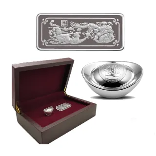 【A+】招財進寶一定贏999千足銀條銀元寶吉御禮盒組(5克x2)