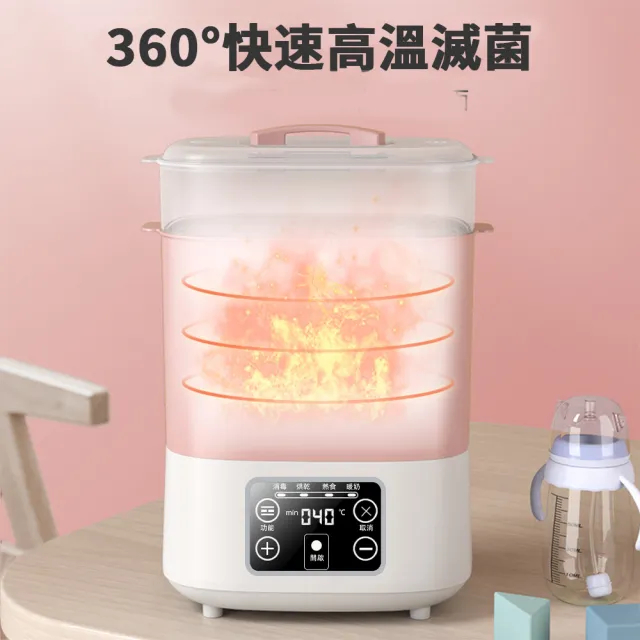 【UVLED 鈺創合成】多功能高溫蒸氣烘乾消毒鍋(溫奶器 奶瓶消毒鍋 輔食加熱器 恆溫熱奶 消毒烘乾 精準控溫)