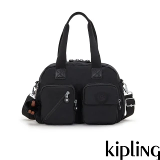 【KIPLING】率性曜石黑多層實用手提側背包-DEFEA UP