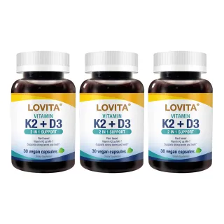 【LOVITA 愛維他】K2+D3素食膠囊 3入組 共90顆(買就送發泡錠 momo獨家販售)