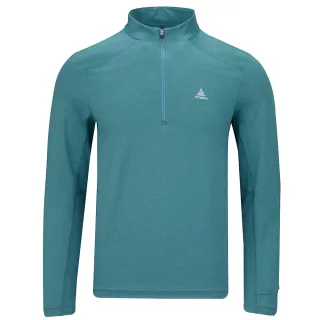 【ATUNAS 歐都納】男款抑菌抗臭耐磨長袖排汗立領拉鍊衫(A1PSGZ03M灰綠/彈性佳/登山健行/戶外休閒)