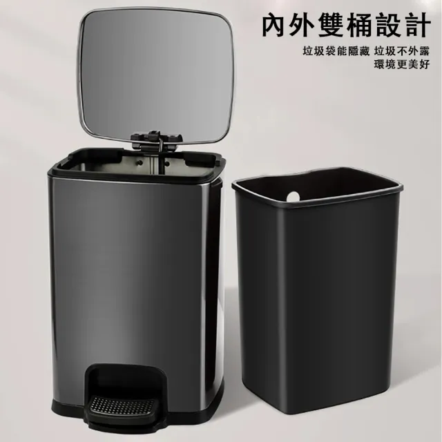 【佳美多】垃圾桶 家用垃圾桶 不鏽鋼垃圾桶 腳踩廚房家用  商用腳踏式垃圾桶 帶蓋垃圾桶(20L帶內桶)