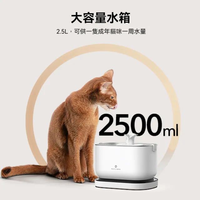 【PETLIBRO】清泉無線寵物飲水機 充電款(無線使用 雙出水模式 水電分離)