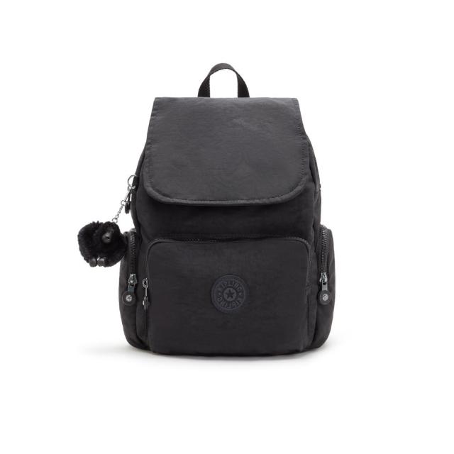 【KIPLING】『猴子包』午夜星空黑掀蓋拉鍊後背包-CITY ZIP MINI