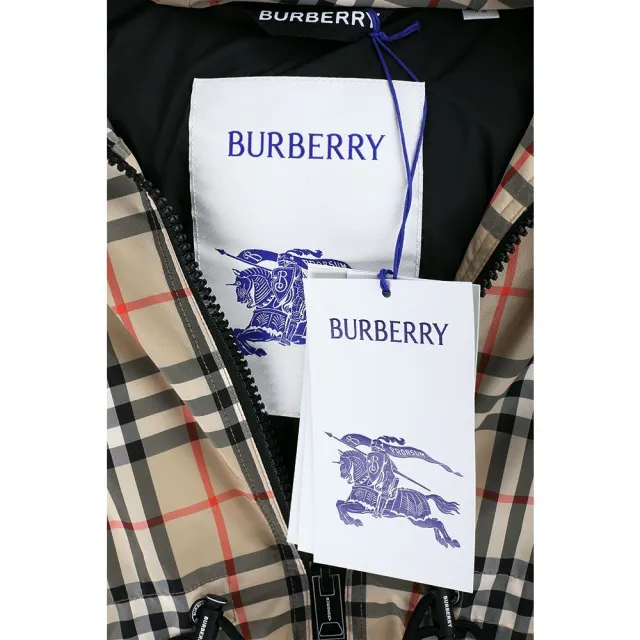 【BURBERRY 巴寶莉】Vintage 格紋徽標 抽繩連帽外套 女款-卡其色