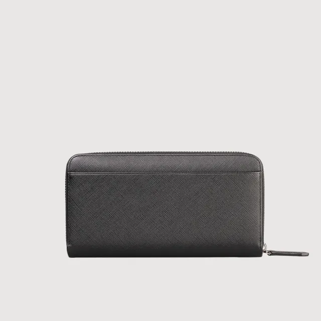 【BRAUN BUFFEL 德國小金牛】尚恩A 12卡拉鍊長夾-黑色(BF354-602-BK) 錢包送禮推薦