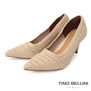 【TINO BELLINI 貝里尼】巴西進口 蕾絲造型尖頭高跟鞋FWEV021-3(米色)