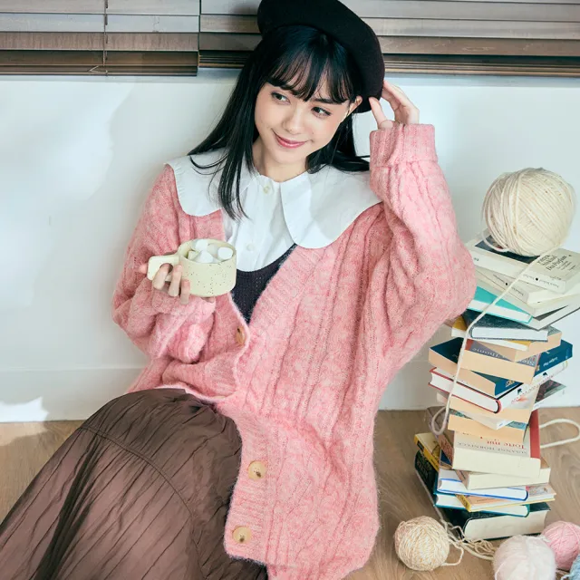 【OB 嚴選】日系混色針織麻花V領排釦外套 《FA3169》