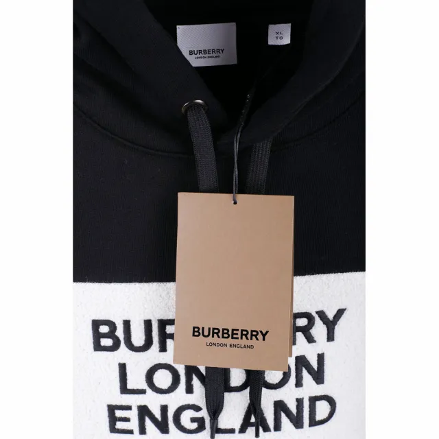 【BURBERRY 巴寶莉】字母標誌 連帽運動衫-黑色 男女可穿