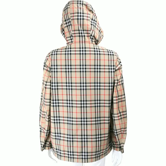 【BURBERRY 巴寶莉】Vintage 格紋休閒版 抽繩連帽外套 女款-典藏米色