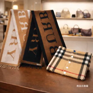 【BURBERRY 巴寶莉】經典羊毛雙色大字母LOGO圍巾/圍脖(任選)