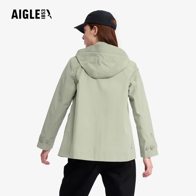 【AIGLE】女 GORE-TEX 防水透氣短版風衣∣AG-5P204A242 鼠尾草綠(防水透氣外套 防風外套 Goretex 防潑水)