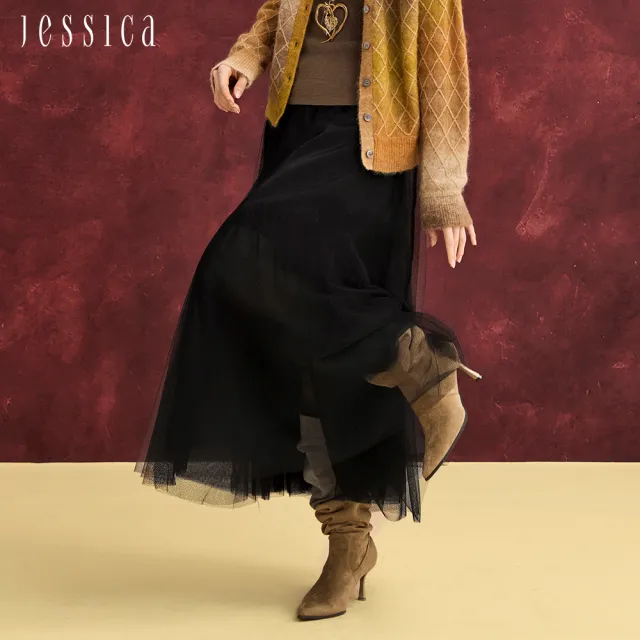 【JESSICA】甜酷飄逸百搭寬鬆長紗裙長裙J54102