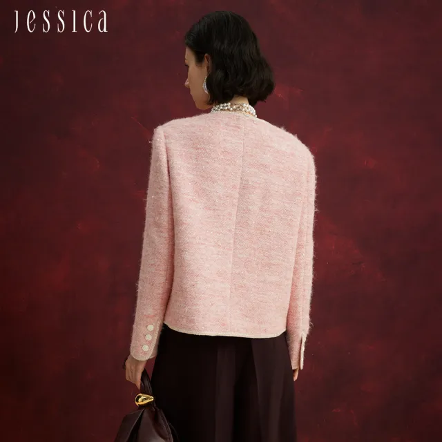 【JESSICA】溫柔甜美花呢羊毛短款小香風外套J54009