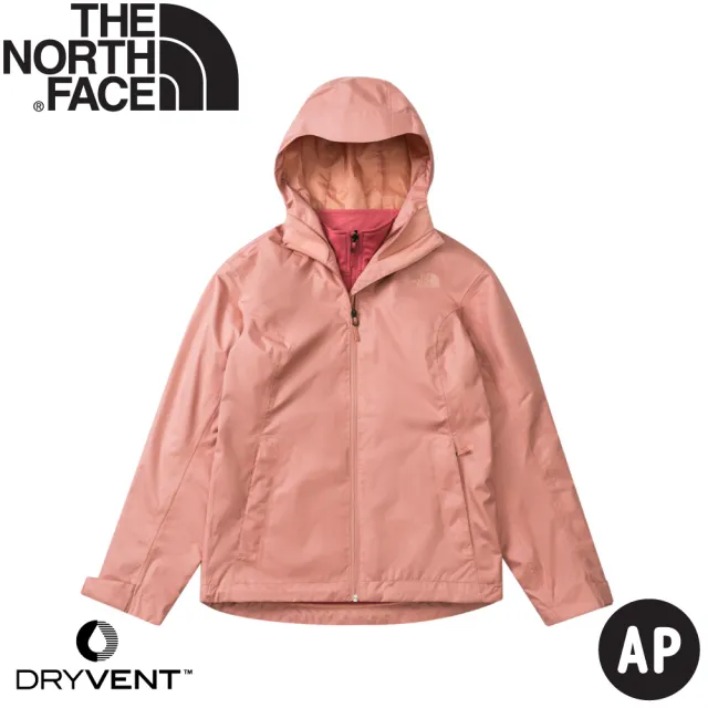 【The North Face】女 DV防水兩件式刷毛外套 AP《玫粉》7WAI/防風外套/連帽外套/衝鋒衣/風雨衣