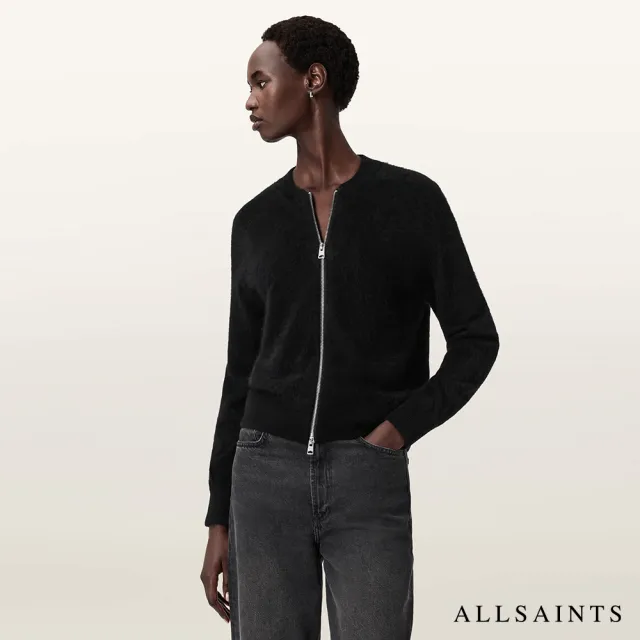 【ALLSAINTS】REBEL ZIP 喀什米爾羊毛針織外套-黑 W004KC (舒適版型)