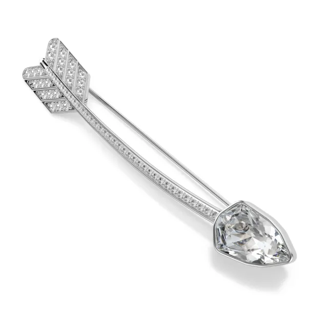 【SWAROVSKI 施華洛世奇】官方直營 Idyllia 箭頭胸針 混合式切割 鍍白金色 | 5742952