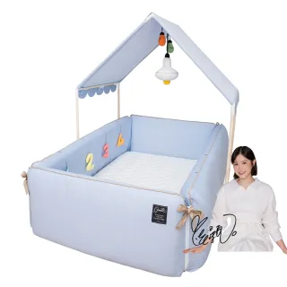 【gunite】多功能第三代落地式沙發嬰兒陪睡床0-6歲+屋頂組(丹麥藍)
