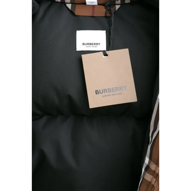 【BURBERRY 巴寶莉】格紋 縮腰短版 立領羽絨外套 夾克-樺木棕/女款