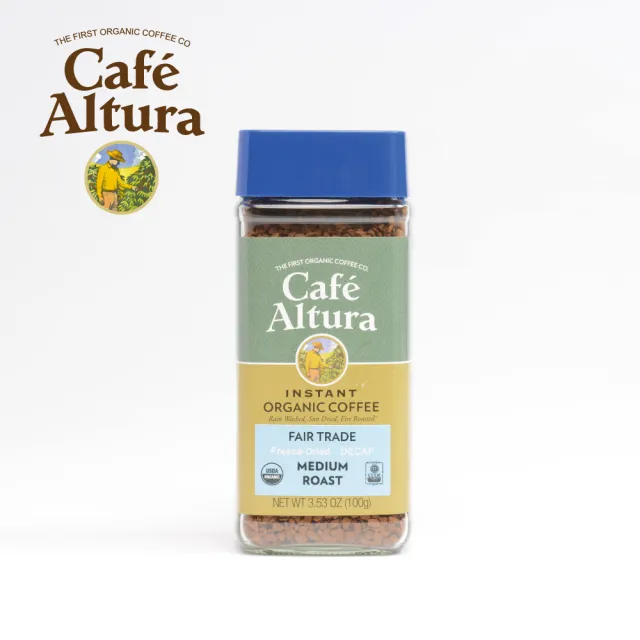 【CAFE ALTURA】有機冷凍乾燥低咖啡因即溶咖啡1罐(100g/罐;低咖啡因;帶有焦糖＆巧克力口感)