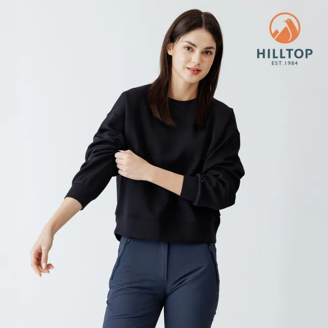 【Hilltop 山頂鳥】momo獨家特談 男女款 吸濕快乾保暖彈性長袖上衣(圓領/V領/胸前LOGO)