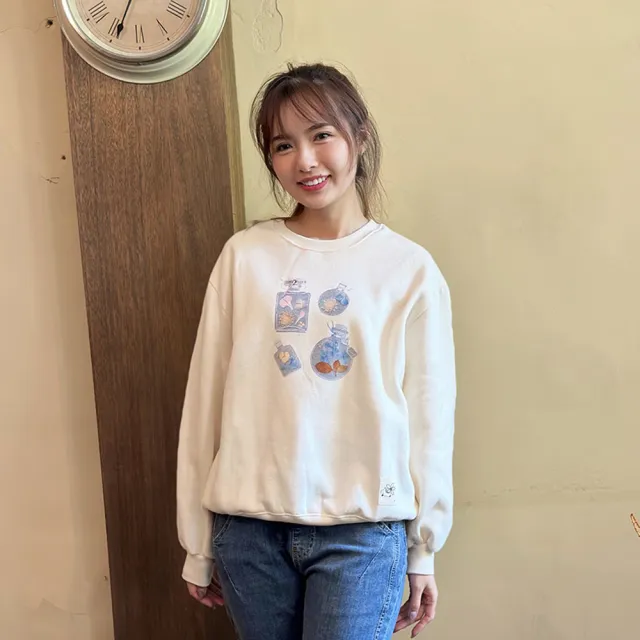 【Hana Mokuba】花木馬日系女裝趣味印花休閒圓領泡袖上衣