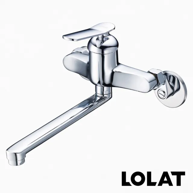 【LOLAT 羅力】官方直營 無鉛流理台壁式水龍頭/LF國際認證標章/鉻(KWN1259-LF)